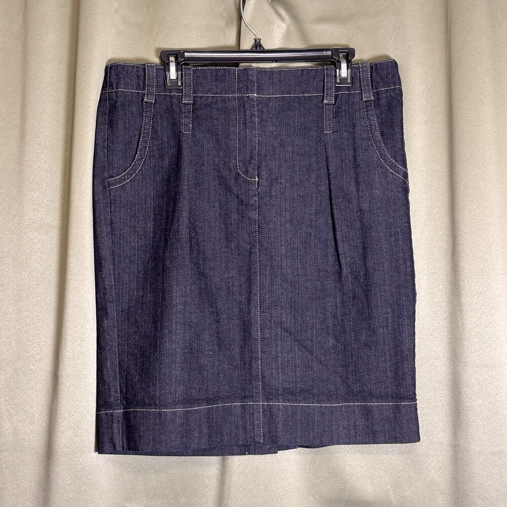 Ann Taylor Loft Women's Dark Wash Blue Denim Wide Hem Skirt Size 14 NEW!
